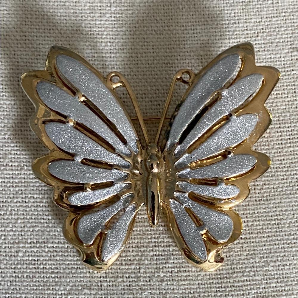 Vintage Gold and Silver Butterfly Brooch